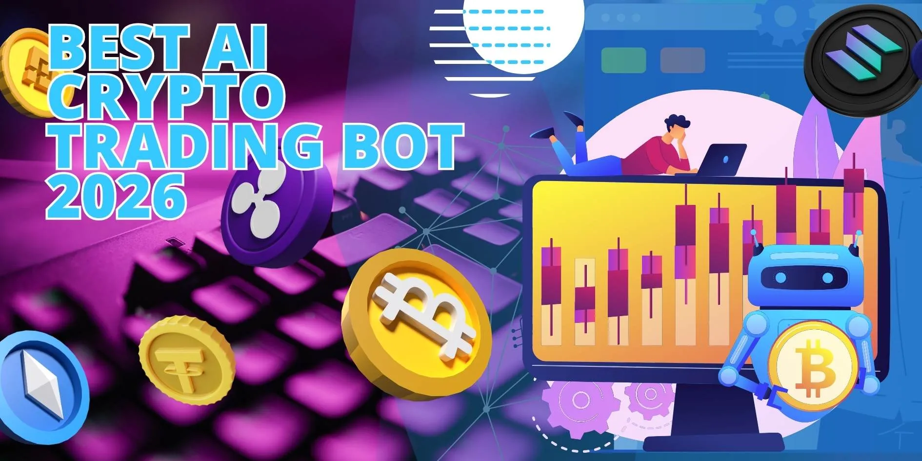 Bitsgap vs 3Commas comparison chart showing grid bots, DCA bots, backtesting, and pricing.
